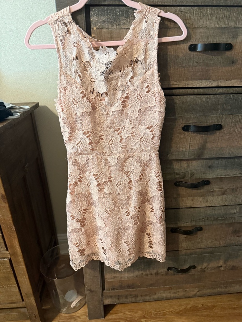 Gianni Bini Blush Floral Lace Mini Dress